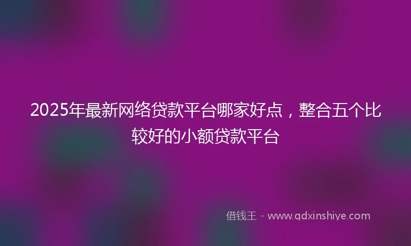 2025年最新网络贷款平台哪家好点，整合五个比较好的小额贷款平台