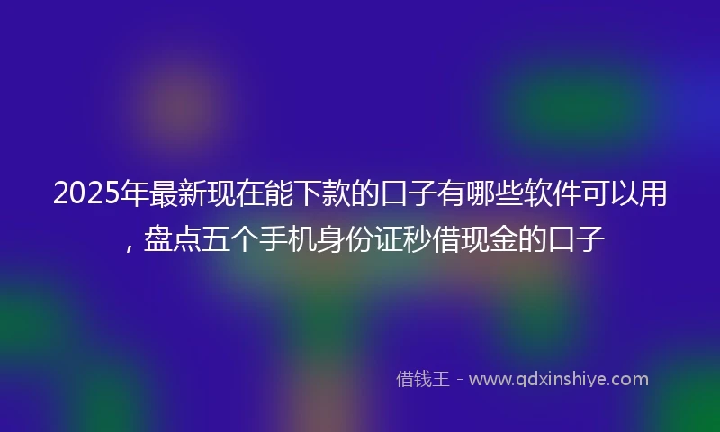 2025年最新现在能下款的口子有哪些软件可以用，盘点五个手机身份证秒借现金的口子