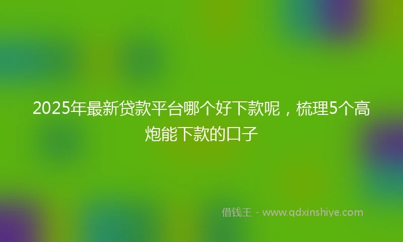 2025年最新贷款平台哪个好下款呢，梳理5个高炮能下款的口子