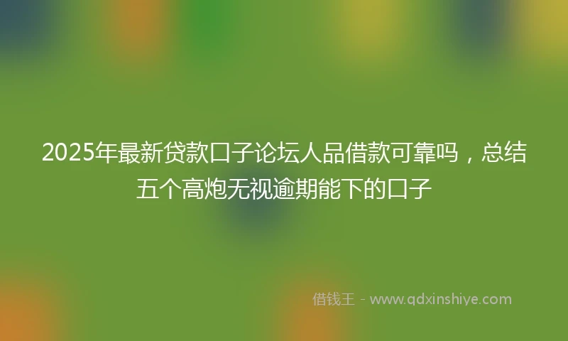 2025年最新贷款口子论坛人品借款可靠吗，总结五个高炮无视逾期能下的口子