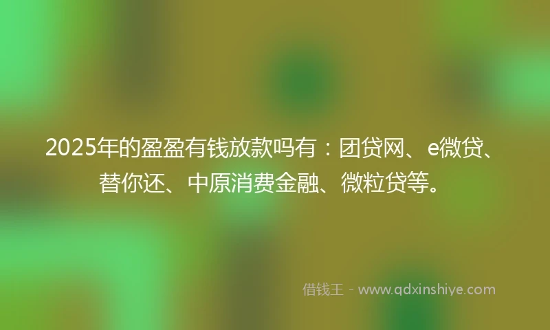 2025年的盈盈有钱放款吗有：团贷网、e微贷、替你还、中原消费金融、微粒贷等。