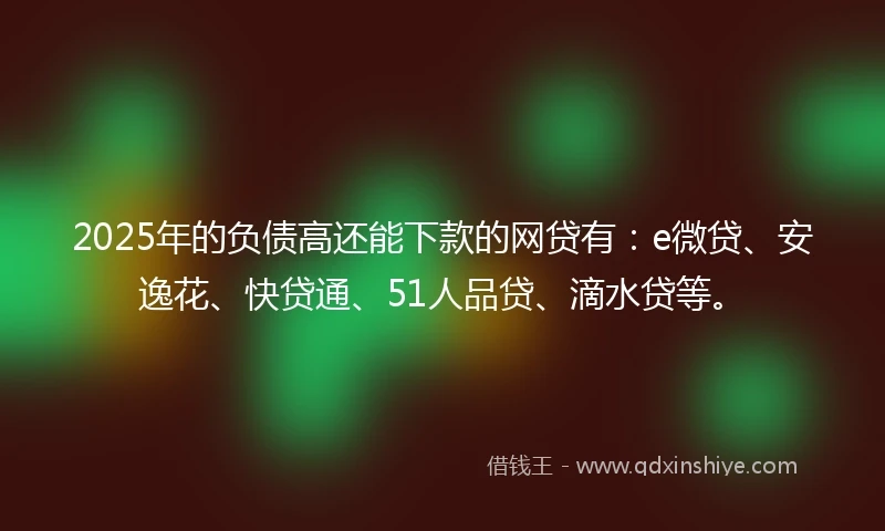 2025年的负债高还能下款的网贷有：e微贷、安逸花、快贷通、51人品贷、滴水贷等。