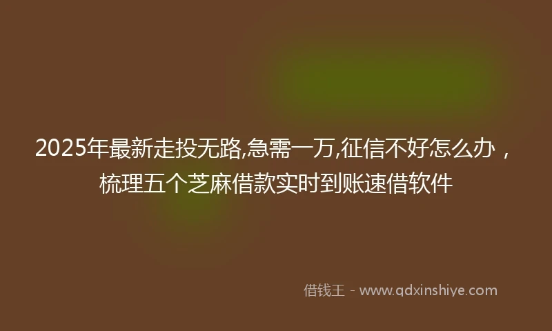 2025年最新走投无路,急需一万,征信不好怎么办，梳理五个芝麻借款实时到账速借软件