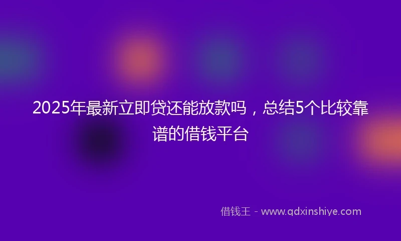 2025年最新立即贷还能放款吗，总结5个比较靠谱的借钱平台