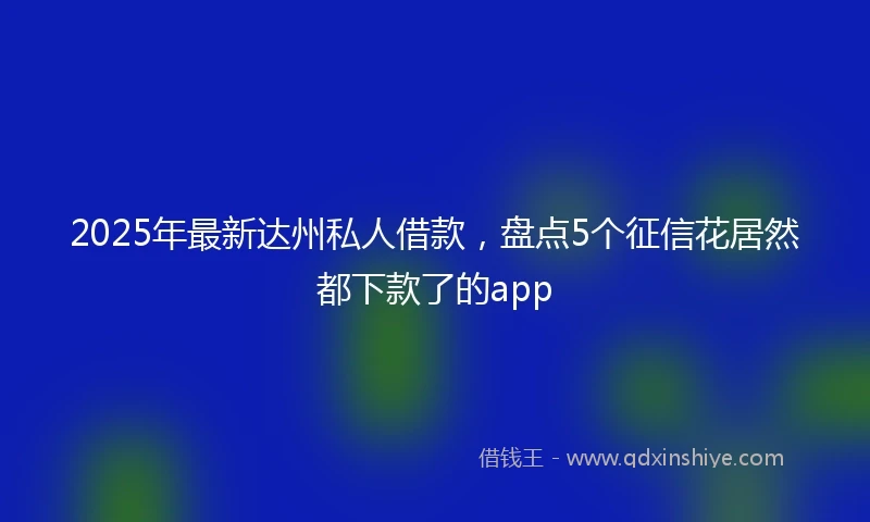 2025年最新达州私人借款,盘点5个征信花居然都下款了的app