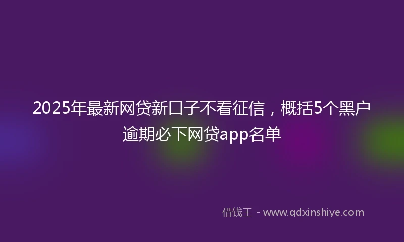 2025年最新网贷新口子不看征信，概括5个黑户逾期必下网贷app名单