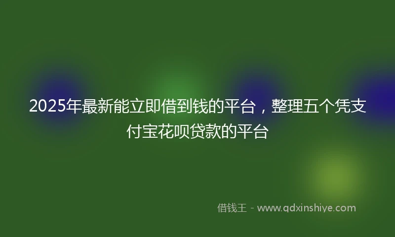 2025年最新能立即借到钱的平台，整理五个凭支付宝花呗贷款的平台