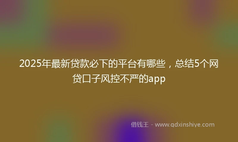 2025年最新贷款必下的平台有哪些，总结5个网贷口子风控不严的app