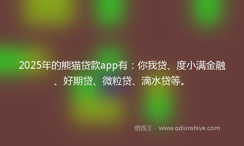 2025年的熊猫贷款app有：你我贷、度小满金融、好期贷、微粒贷、滴水贷等。