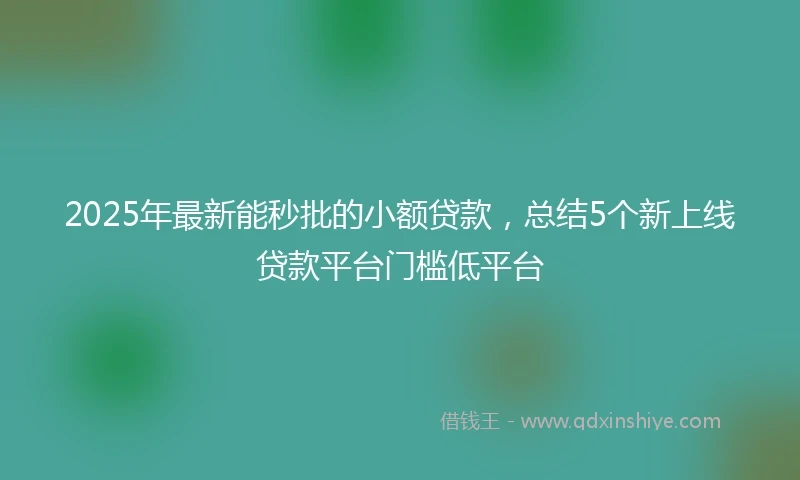2025年最新能秒批的小额贷款，总结5个新上线贷款平台门槛低平台