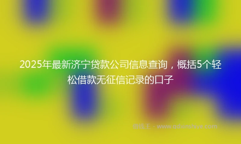 2025年最新济宁贷款公司信息查询，概括5个轻松借款无征信记录的口子