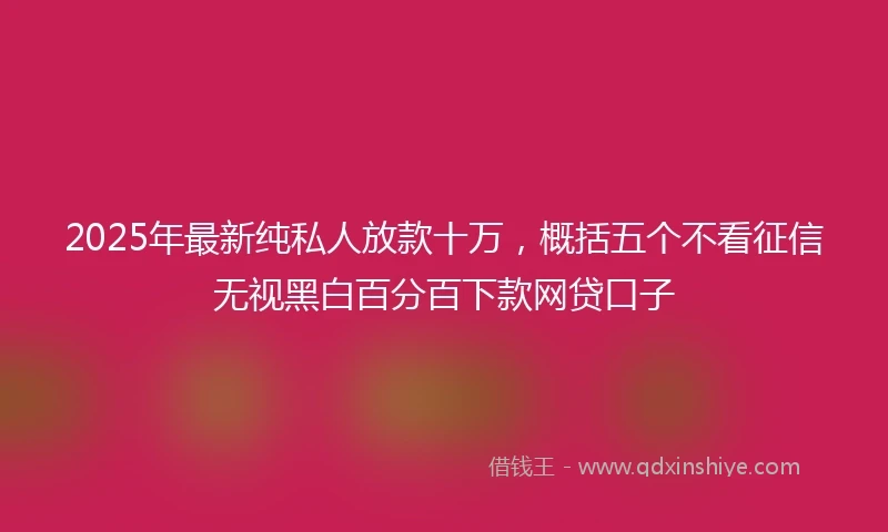 2025年最新纯私人放款十万，概括五个不看征信无视黑白百分百下款网贷口子