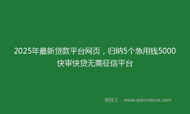 2025年最新贷款平台网页，归纳5个急用钱5000快审快贷无需征信平台