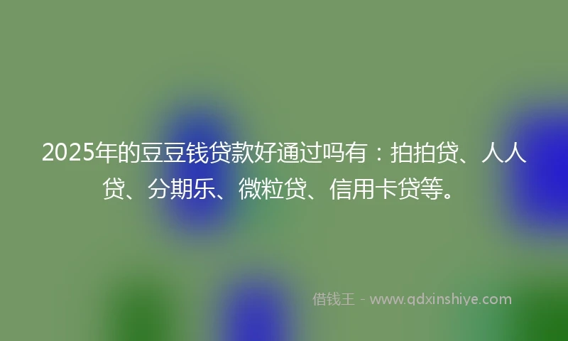 2025年的豆豆钱贷款好通过吗有：拍拍贷、人人贷、分期乐、微粒贷、信用卡贷等。
