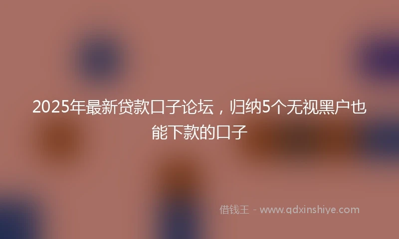 2025年最新贷款口子论坛，归纳5个无视黑户也能下款的口子