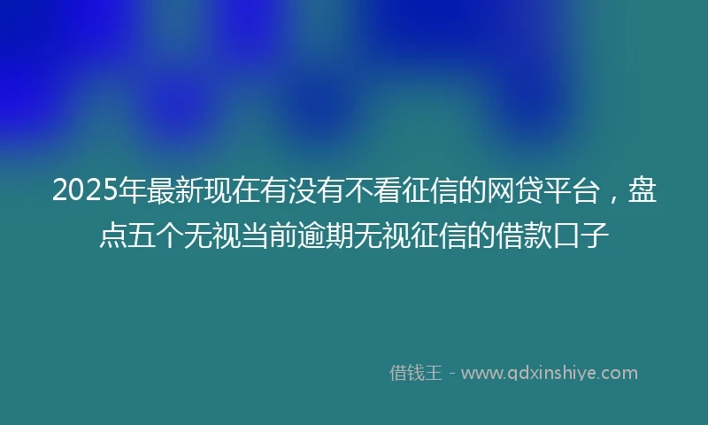 2025年最新现在有没有不看征信的网贷平台，盘点五个无视当前逾期无视征信的借款口子