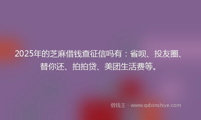 2025年的芝麻借钱查征信吗有：省呗、投友圈、替你还、拍拍贷、美团生活费等。