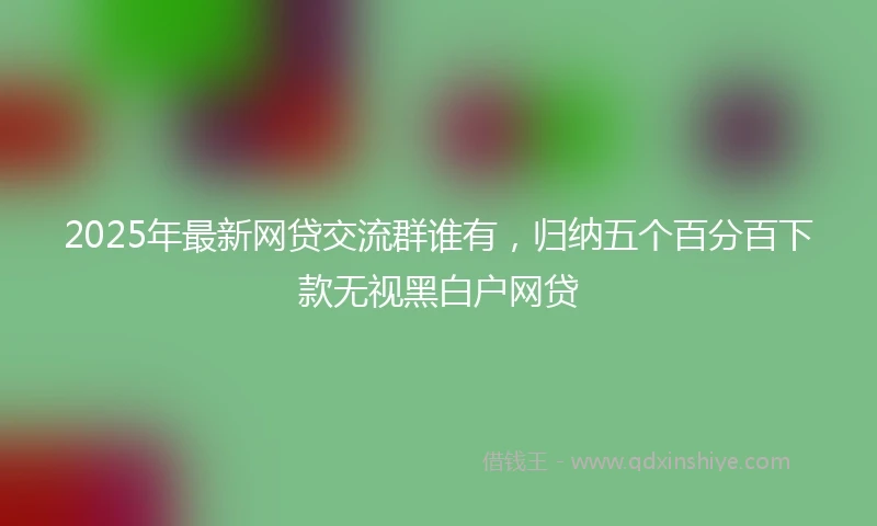 2025年最新网贷交流群谁有,归纳五个百分百下款无视黑白户网贷