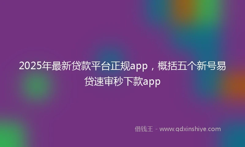 2025年最新贷款平台正规app，概括五个新号易贷速审秒下款app