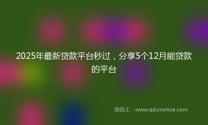2025年最新贷款平台秒过，分享5个12月能贷款的平台