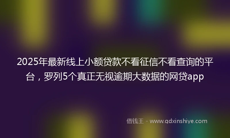 2025年最新线上小额贷款不看征信不看查询的平台，罗列5个真正无视逾期大数据的网贷app