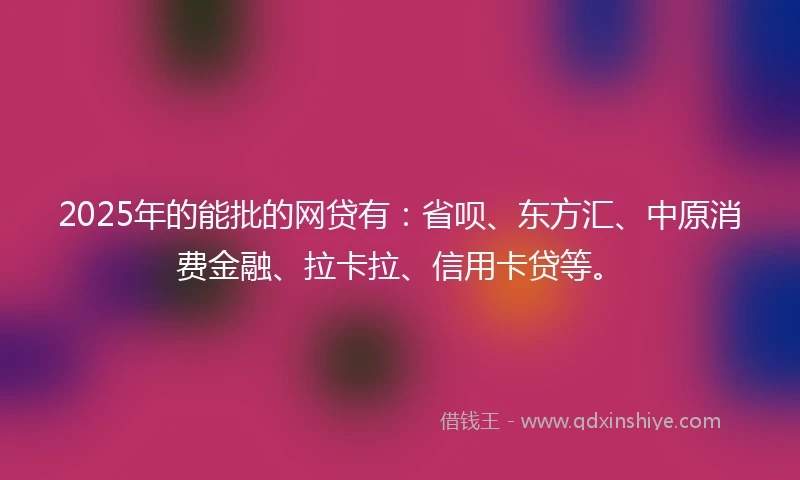 2025年的能批的网贷有:省呗、东方汇、中原消费金融、拉卡拉、信用卡贷等。