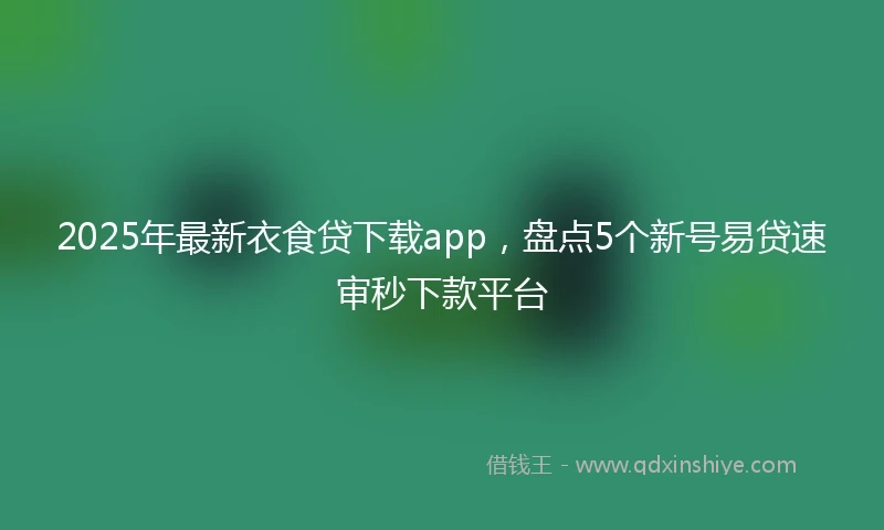 2025年最新衣食贷下载app,盘点5个新号易贷速审秒下款平台