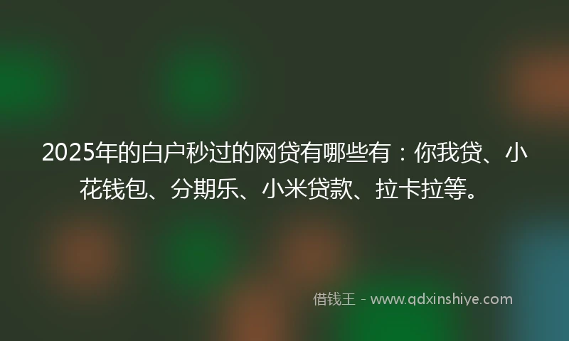 2025年的白户秒过的网贷有哪些有：你我贷、小花钱包、分期乐、小米贷款、拉卡拉等。