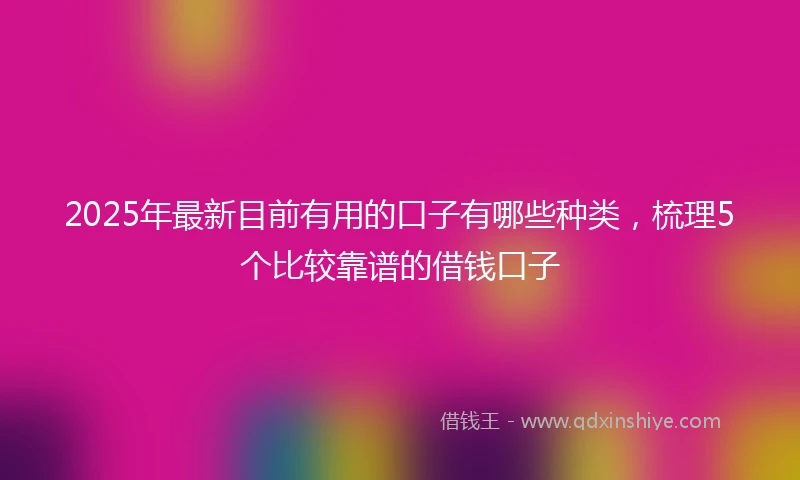 2025年最新目前有用的口子有哪些种类，梳理5个比较靠谱的借钱口子