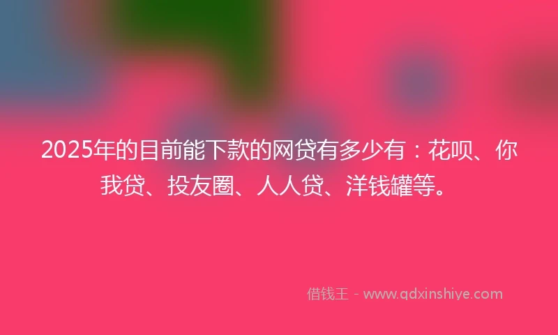 2025年的目前能下款的网贷有多少有：花呗、你我贷、投友圈、人人贷、洋钱罐等。