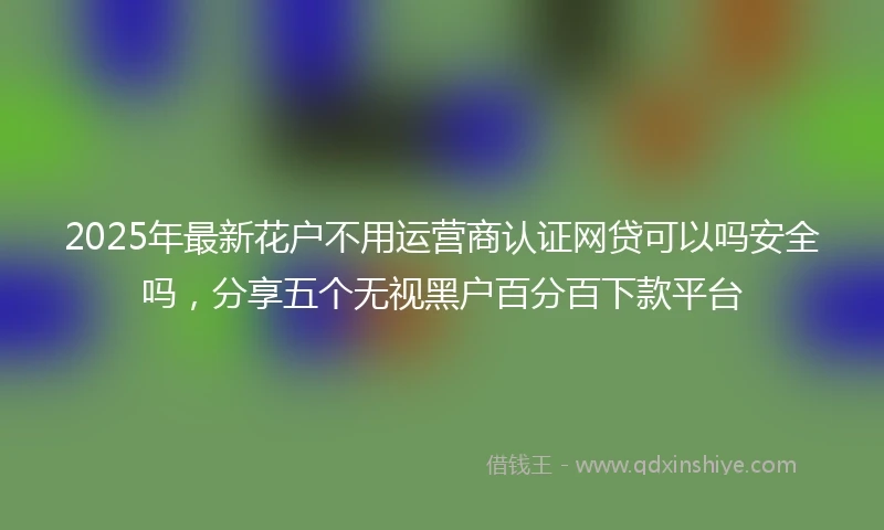 2025年最新花户不用运营商认证网贷可以吗安全吗，分享五个无视黑户百分百下款平台