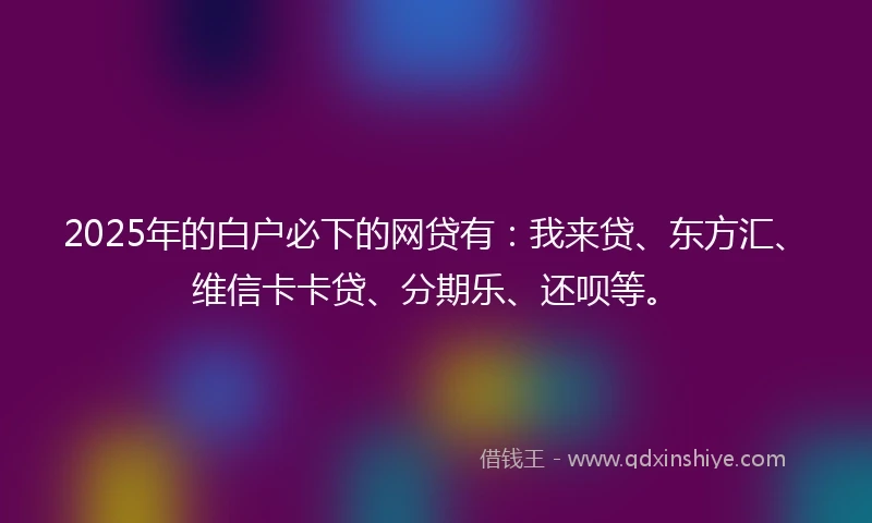 2025年的白户必下的网贷有：我来贷、东方汇、维信卡卡贷、分期乐、还呗等。