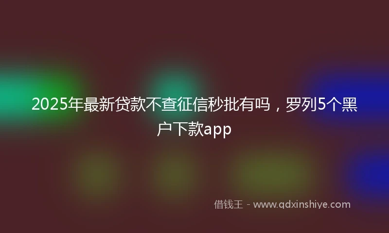 2025年最新贷款不查征信秒批有吗，罗列5个黑户下款app