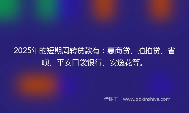2025年的短期周转贷款有：惠商贷、拍拍贷、省呗、平安口袋银行、安逸花等。