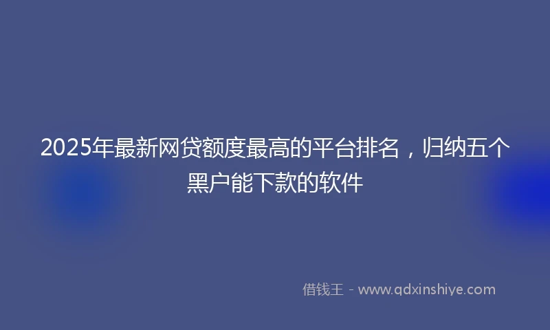 2025年最新网贷额度最高的平台排名，归纳五个黑户能下款的软件