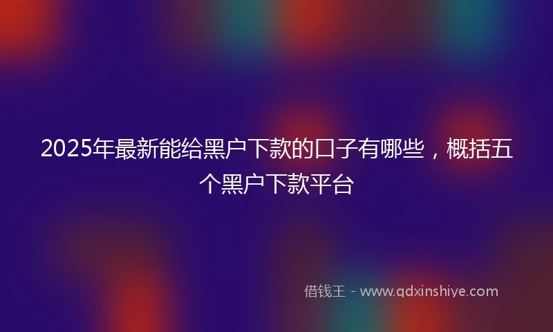2025年最新能给黑户下款的口子有哪些，概括五个黑户下款平台