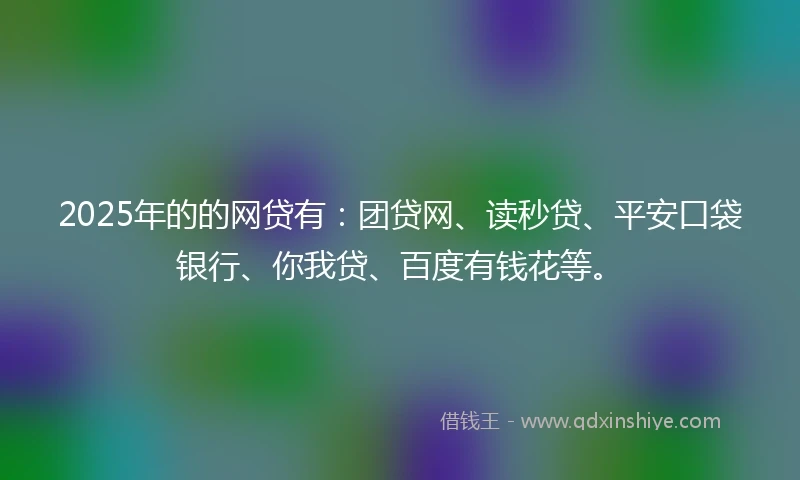 2025年的的网贷有：团贷网、读秒贷、平安口袋银行、你我贷、百度有钱花等。