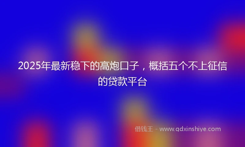 2025年最新稳下的高炮口子，概括五个不上征信的贷款平台