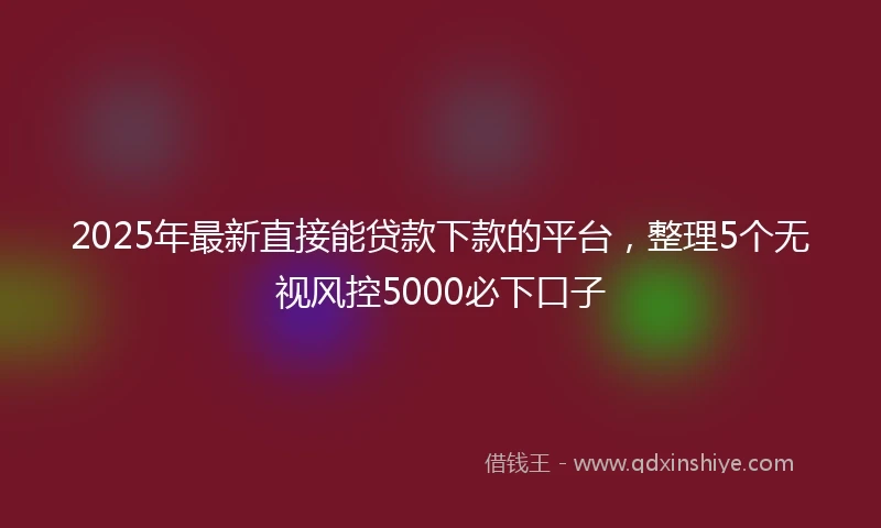 2025年最新直接能贷款下款的平台，整理5个无视风控5000必下口子