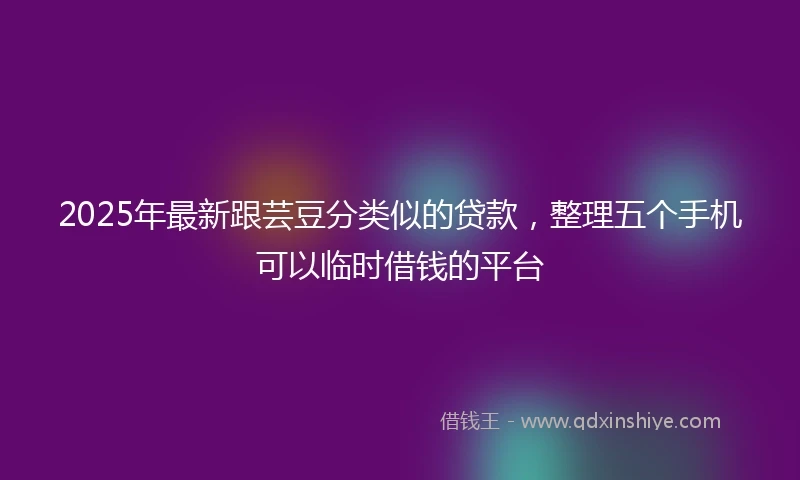 2025年最新跟芸豆分类似的贷款，整理五个手机可以临时借钱的平台