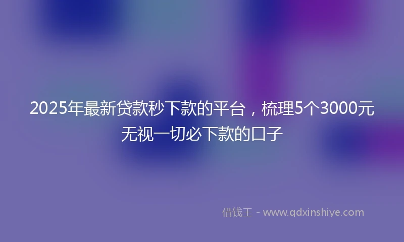 2025年最新贷款秒下款的平台，梳理5个3000元无视一切必下款的口子