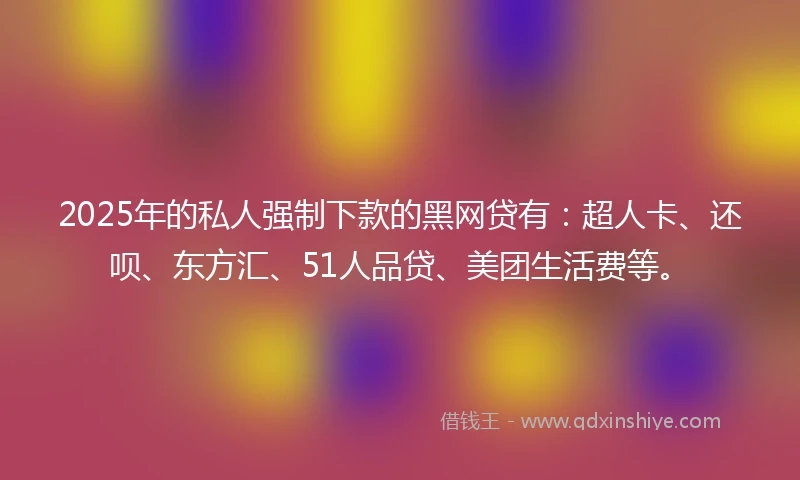 2025年的私人强制下款的黑网贷有：超人卡、还呗、东方汇、51人品贷、美团生活费等。