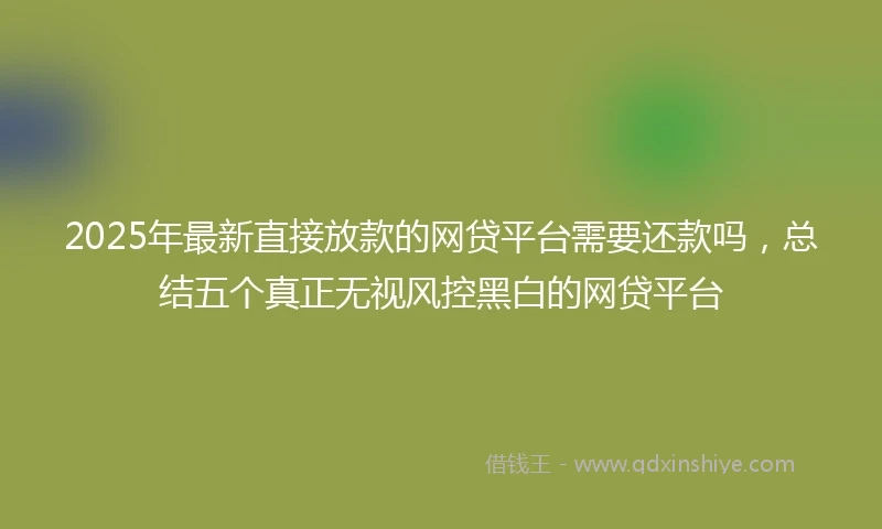 2025年最新直接放款的网贷平台需要还款吗，总结五个真正无视风控黑白的网贷平台