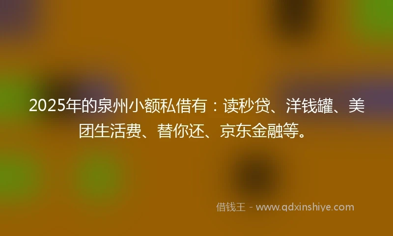 2025年的泉州小额私借有：读秒贷、洋钱罐、美团生活费、替你还、京东金融等。