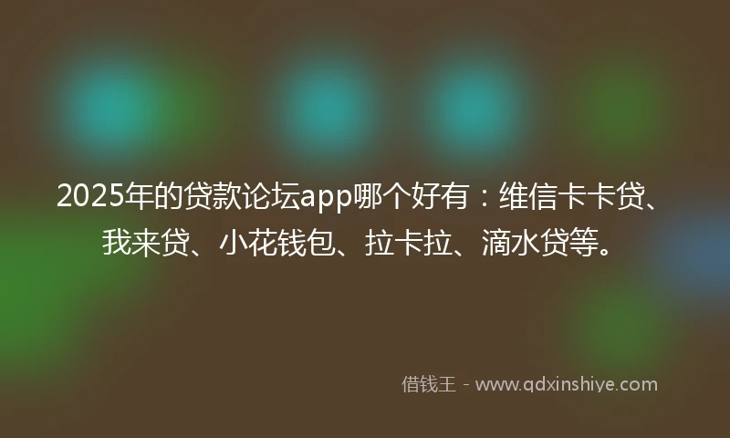 2025年的贷款论坛app哪个好有：维信卡卡贷、我来贷、小花钱包、拉卡拉、滴水贷等。