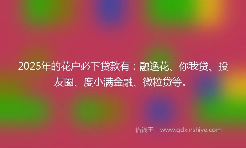 2025年的花户必下贷款有：融逸花、你我贷、投友圈、度小满金融、微粒贷等。