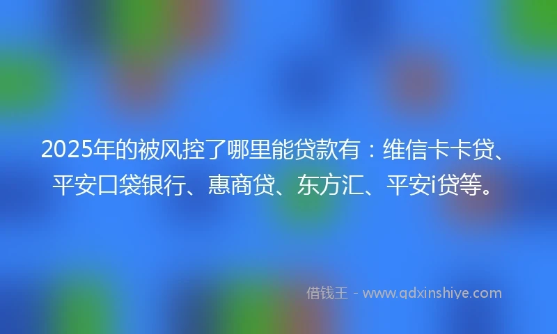 2025年的被风控了哪里能贷款有：维信卡卡贷、平安口袋银行、惠商贷、东方汇、平安i贷等。