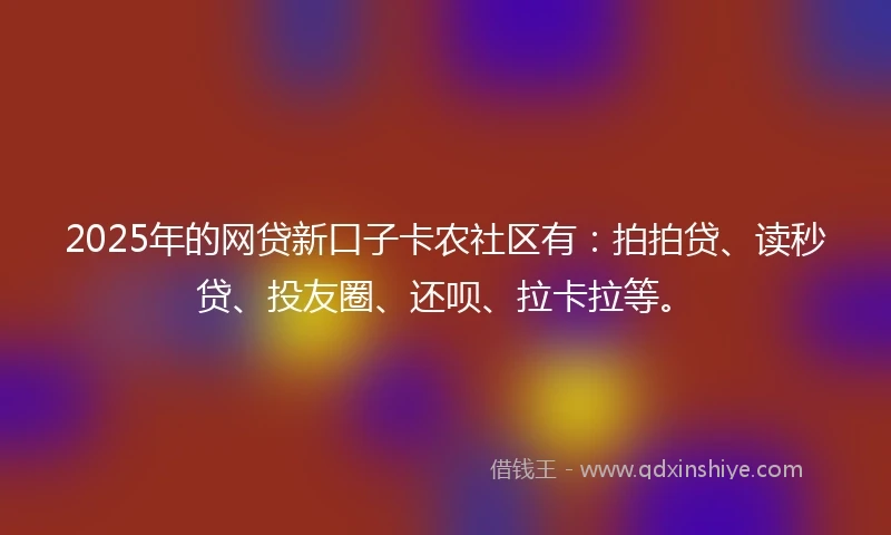 2025年的网贷新口子卡农社区有：拍拍贷、读秒贷、投友圈、还呗、拉卡拉等。