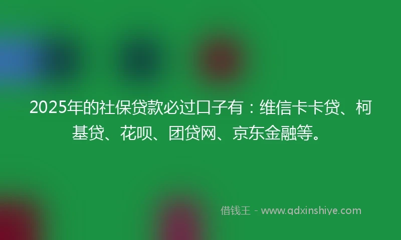 2025年的社保贷款必过口子有：维信卡卡贷、柯基贷、花呗、团贷网、京东金融等。