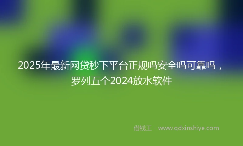 2025年最新网贷秒下平台正规吗安全吗可靠吗，罗列五个2024放水软件